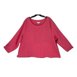 Habitat Puckered Fabric Loose Fit Top Back Button XXL Lagenlook Check